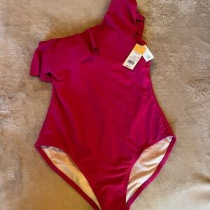 NWT Women Kona Sol one Shoulder One Piece Swim Suit with Tommy Control SizeM8-10
